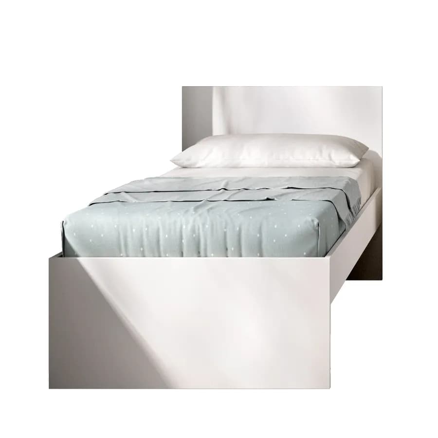 Letto singolo 90x190 cm in legno bianco con testata - Thera