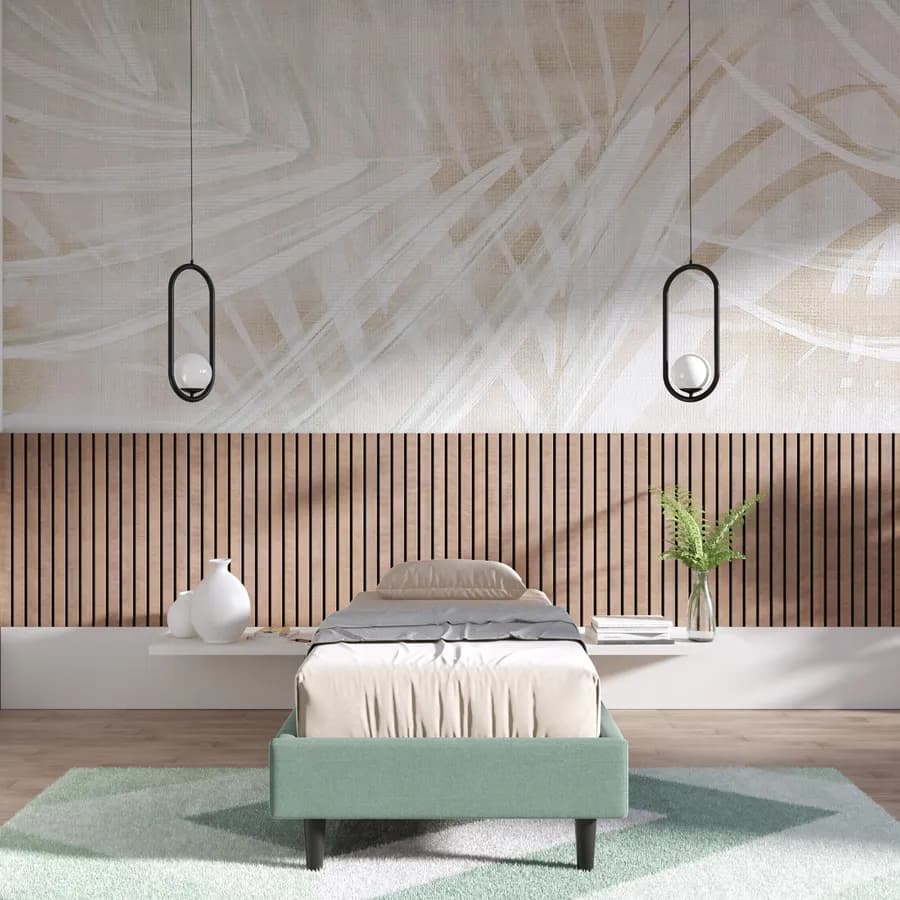 Letto singolo sommier 80x190 cm in tessuto verde salvia con prese USB laterali - Columbus