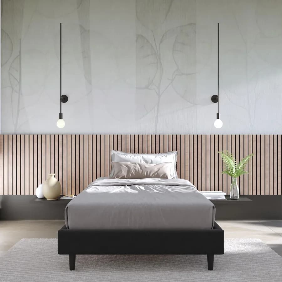 Letto una piazza e mezza sommier 120x190 cm in tessuto nero con prese USB laterali - Columbus