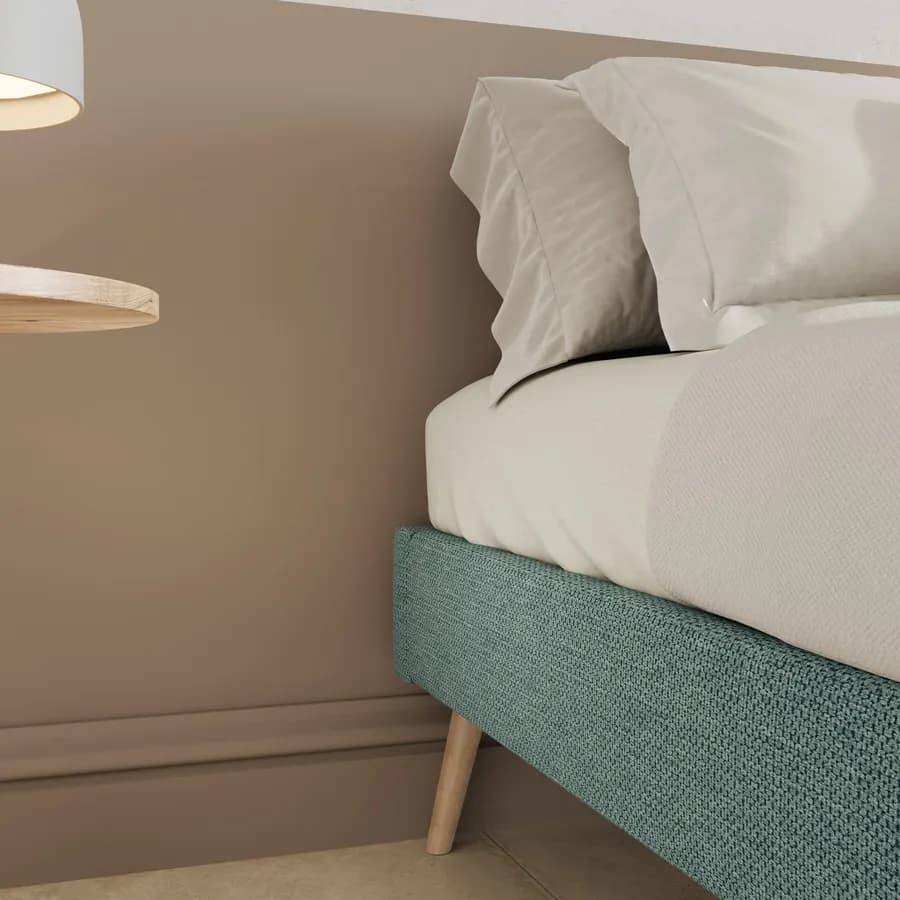 Letto una piazza e mezza sommier 120x200 cm in tessuto effetto maglia verde salvia - Anker
