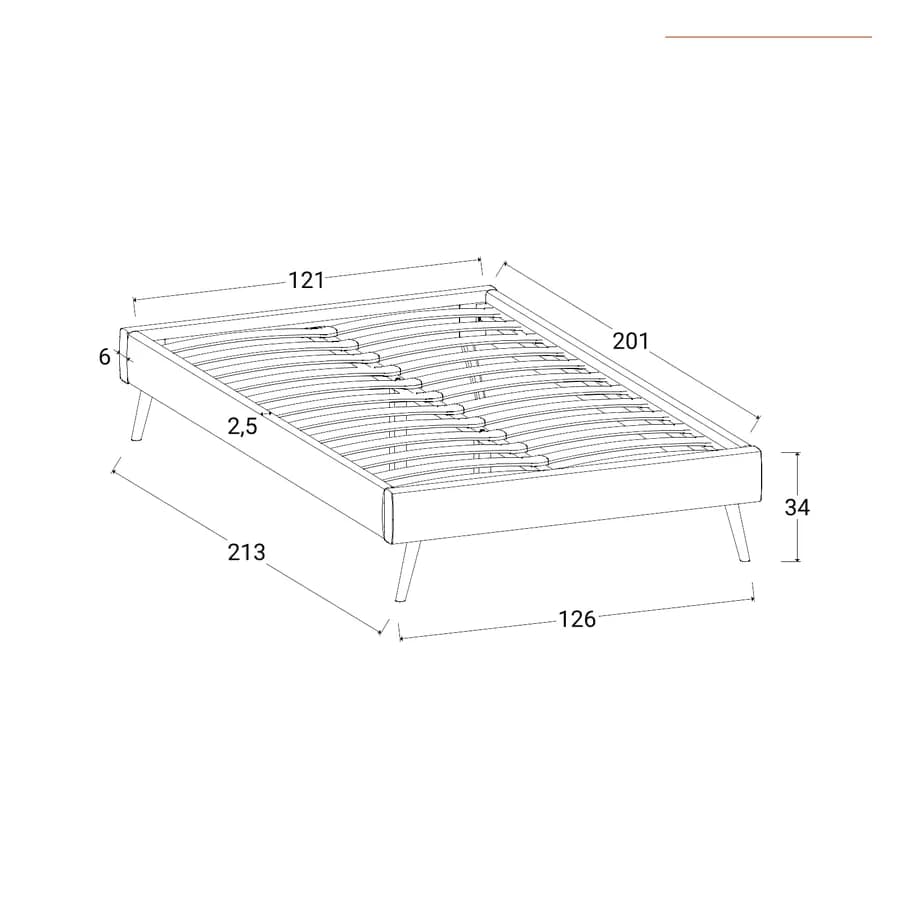 Letto una piazza e mezza sommier 120x200 cm in tessuto effetto maglia verde salvia - Anker