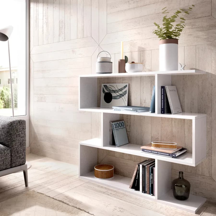 Libreria 110x96h cm in legno bianco - Leslie
