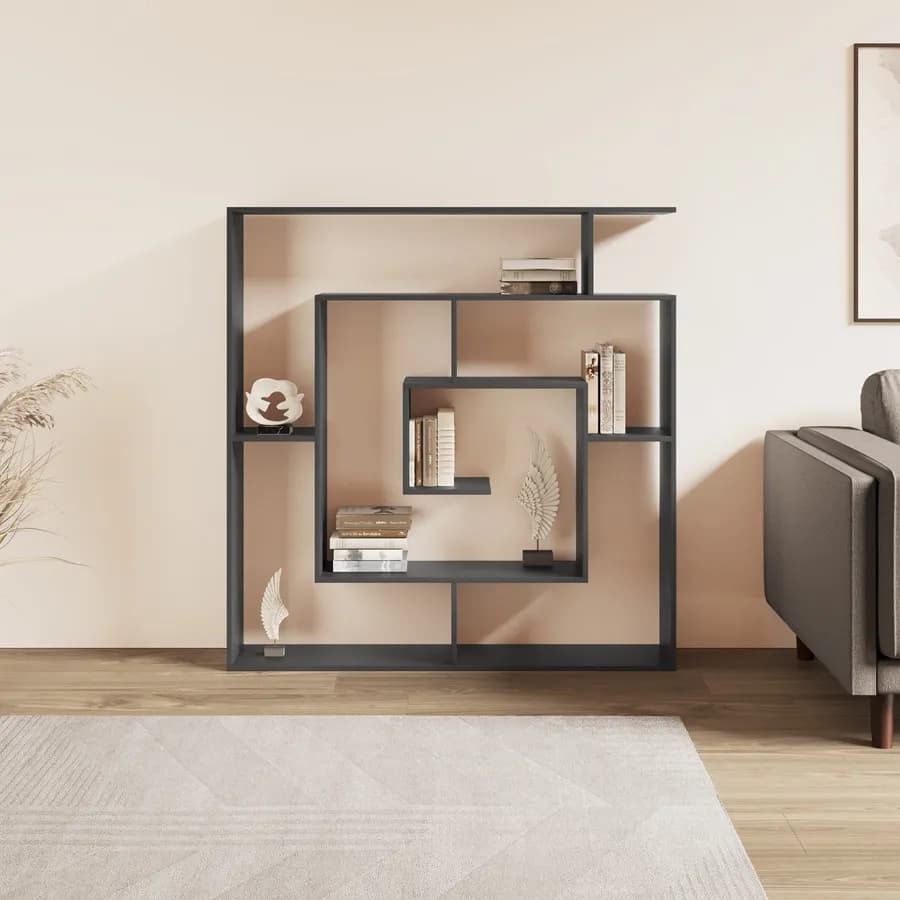 Libreria 125x129h cm antracite opaco con struttura a labirinto - Kantiko