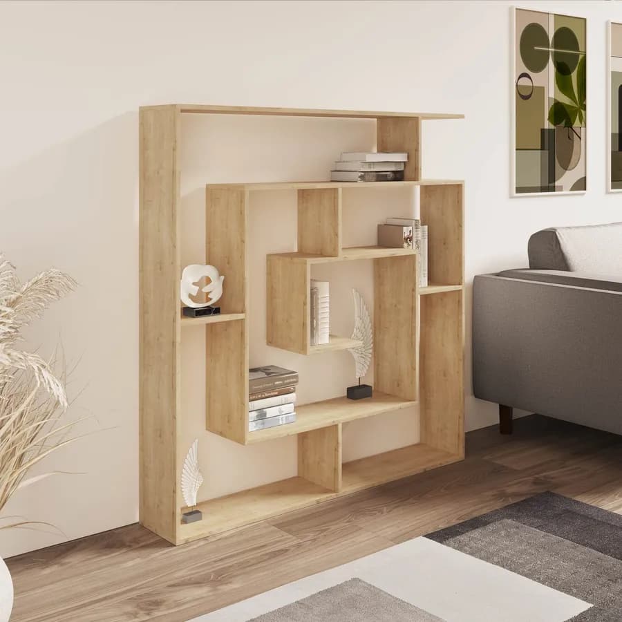 Libreria 125x129h cm rovere con struttura a labirinto- Kantiko