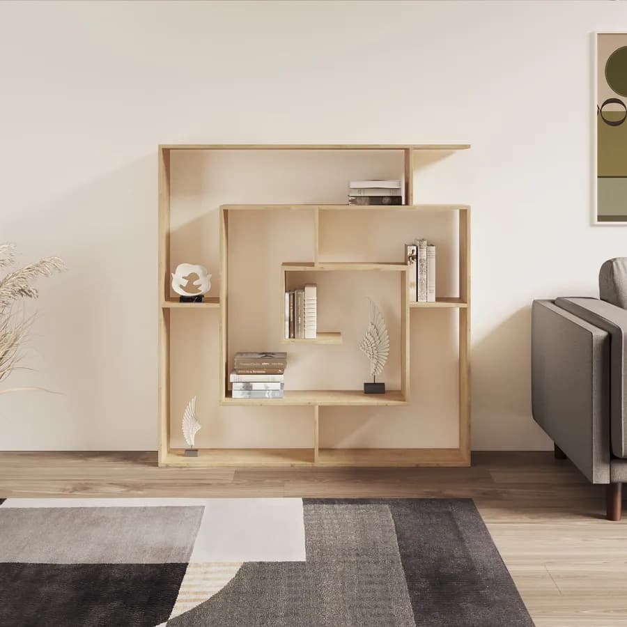 Libreria 125x129h cm rovere con struttura a labirinto- Kantiko