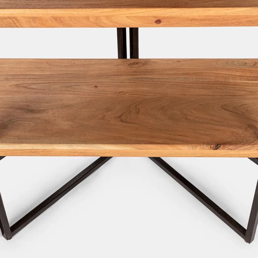 Libreria 150x180h cm in legno di acacia e metallo nero - Freia Acacia