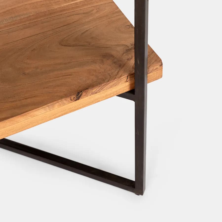 Libreria 150x180h cm in legno di acacia e metallo nero - Freia Acacia