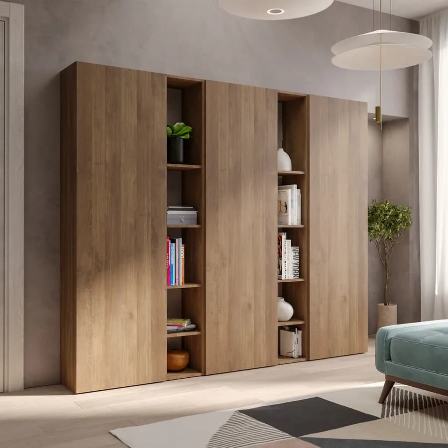 Libreria 217x185h cm 5 elementi mercure con vani a giorno e 3 ante - Clary