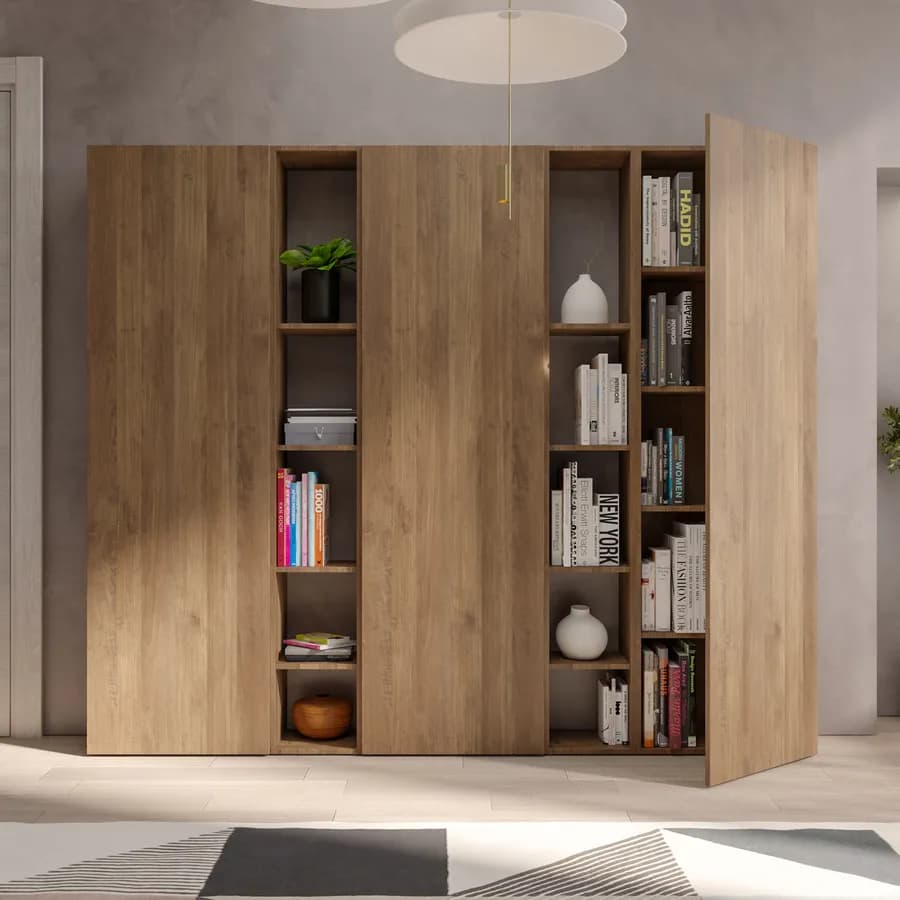 Libreria 217x185h cm 5 elementi mercure con vani a giorno e 3 ante - Clary
