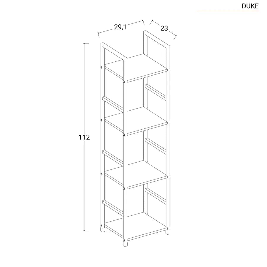 Libreria 29x112h cm in acciaio nero e legno rovere nero - Duke