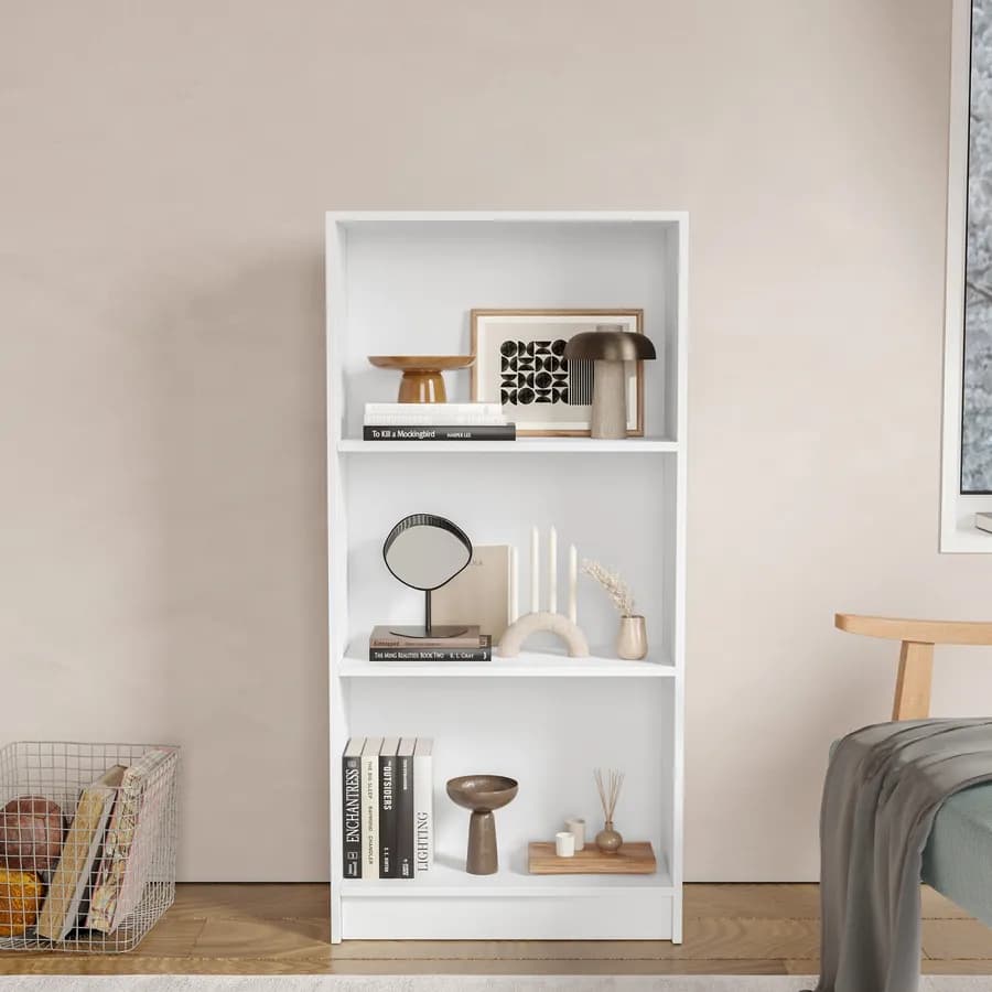 Libreria 58x120h cm in legno bianco con 3 ripiani - Power