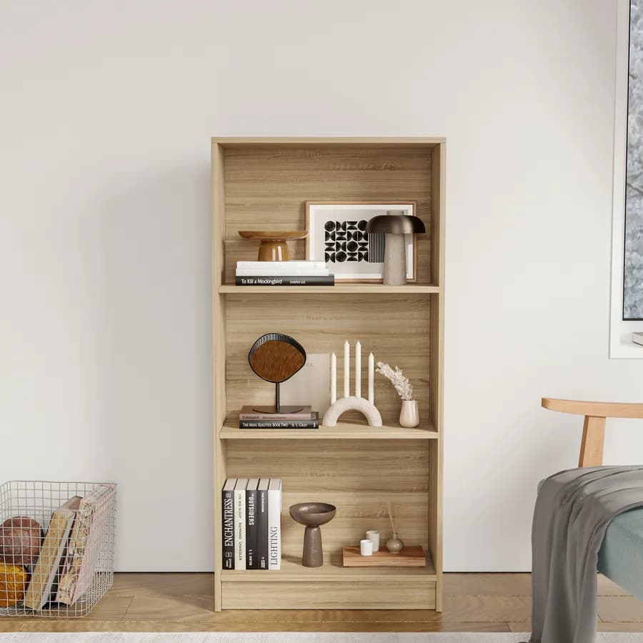 Libreria 58x120h cm in legno rovere sonoma con 3 ripiani - Power