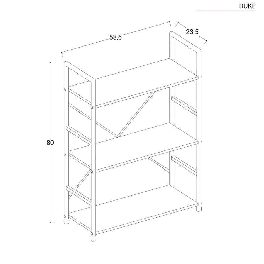 Libreria 58x80h cm in acciaio nero e legno rovere selvatico - Duke