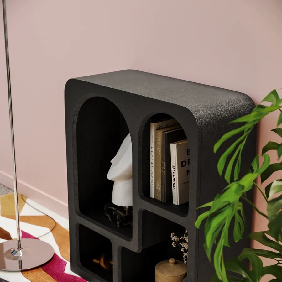 Libreria 60x80h cm in legno nero effetto pietra - Hermosa