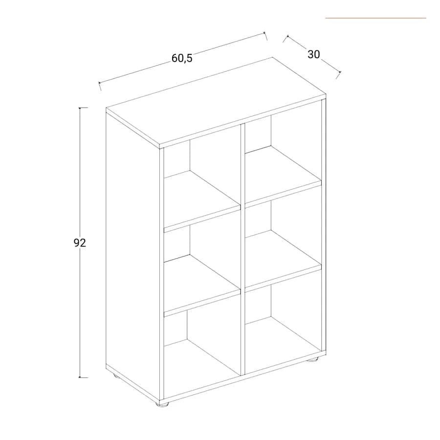 Libreria 60x92h cm in legno rovere - Artik