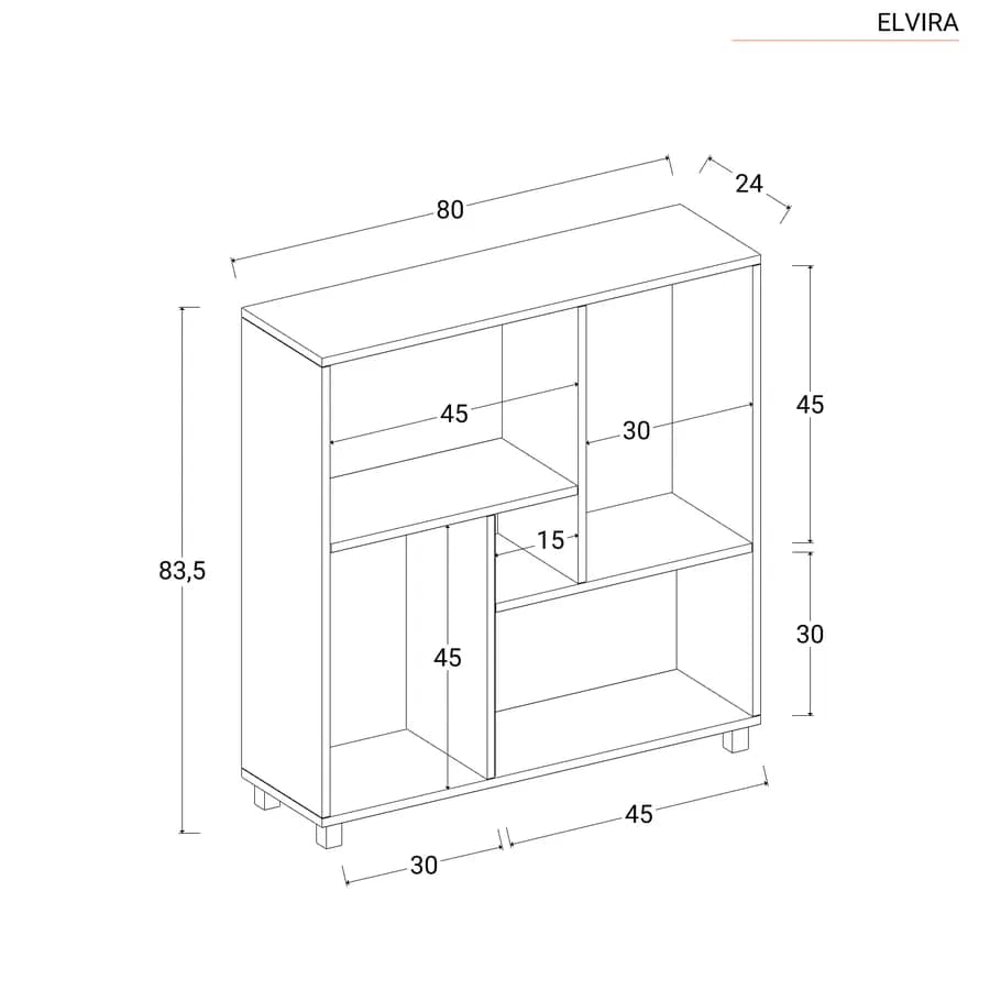 Libreria 80x84 h cm bianco effetto legno - Elvira
