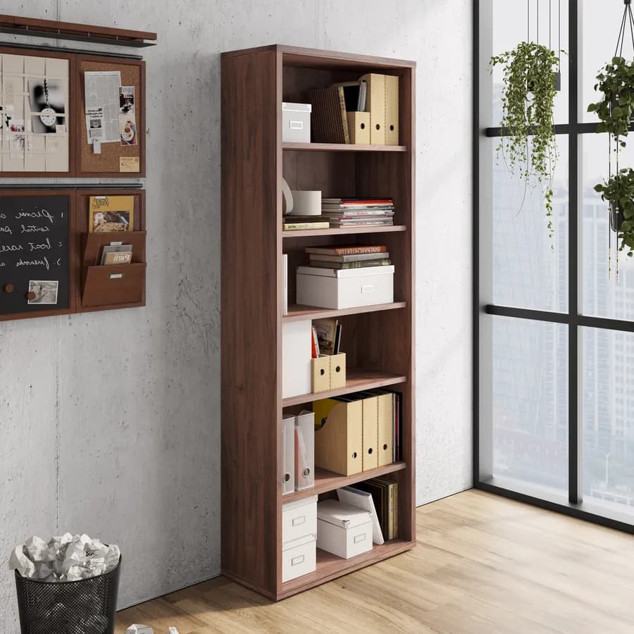 Libreria 82x217h cm noce brera con ripiani regolabili - Historic brown
