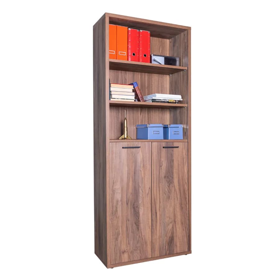 Libreria 82x217h cm noce brera con 2 ante basse - Historic brown