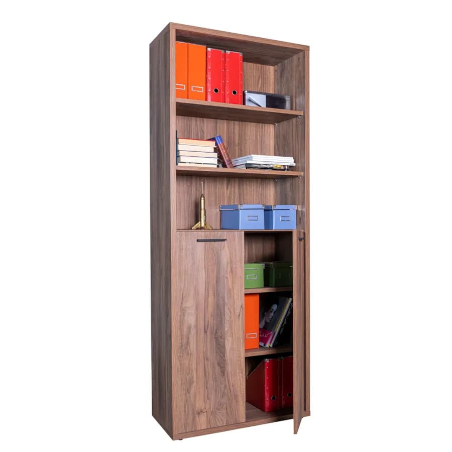 Libreria 82x217h cm noce brera con 2 ante basse - Historic brown