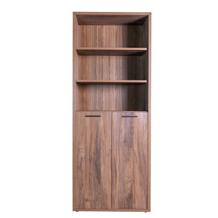 Libreria 82x217h cm noce brera con 2 ante basse - Historic brown