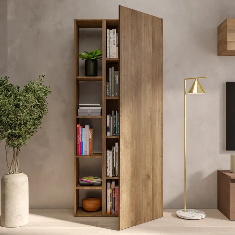 Libreria 82x185h cm 2 elementi mercure con vani a giorno e anta - Clary