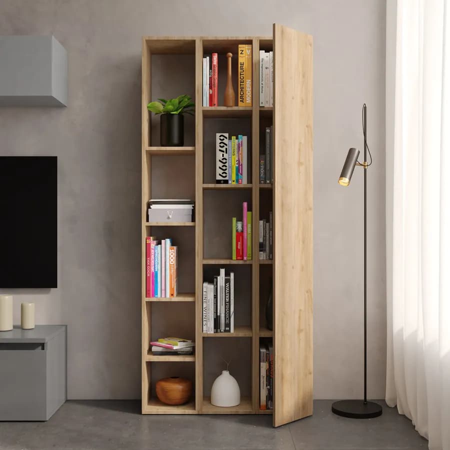 Libreria 83x185h cm 3 elementi cadiz con vani a giorno e anta - Clary