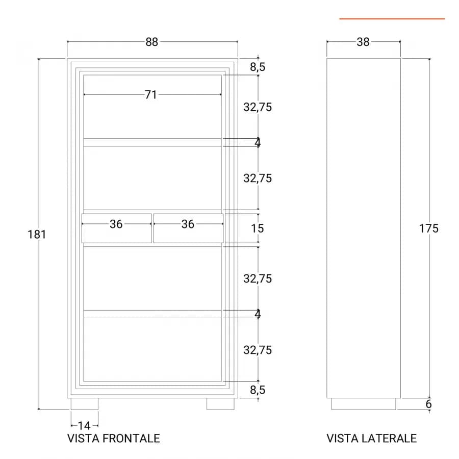 Libreria 88x38 cm in legno con 2 cassetti - Freia Sheesham