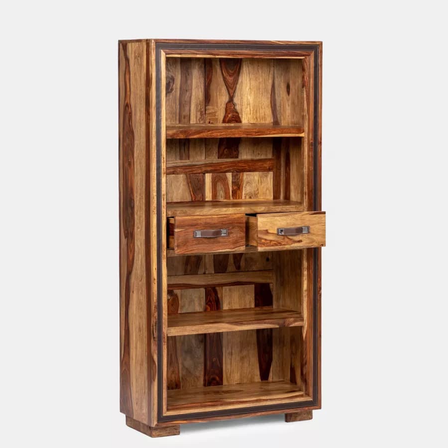 Libreria 88x38 cm in legno con 2 cassetti - Freia Sheesham