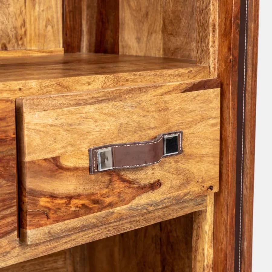 Libreria 88x38 cm in legno con 2 cassetti - Freia Sheesham