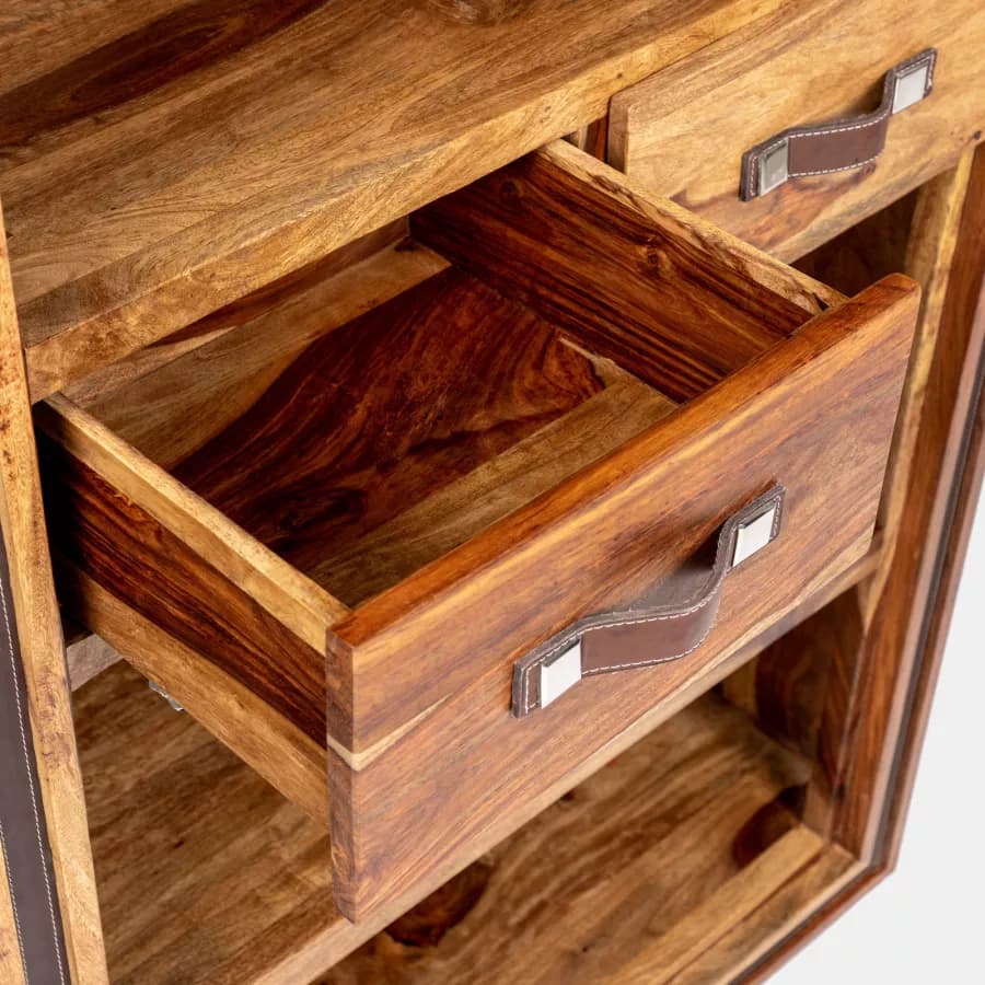 Libreria 88x38 cm in legno con 2 cassetti - Freia Sheesham