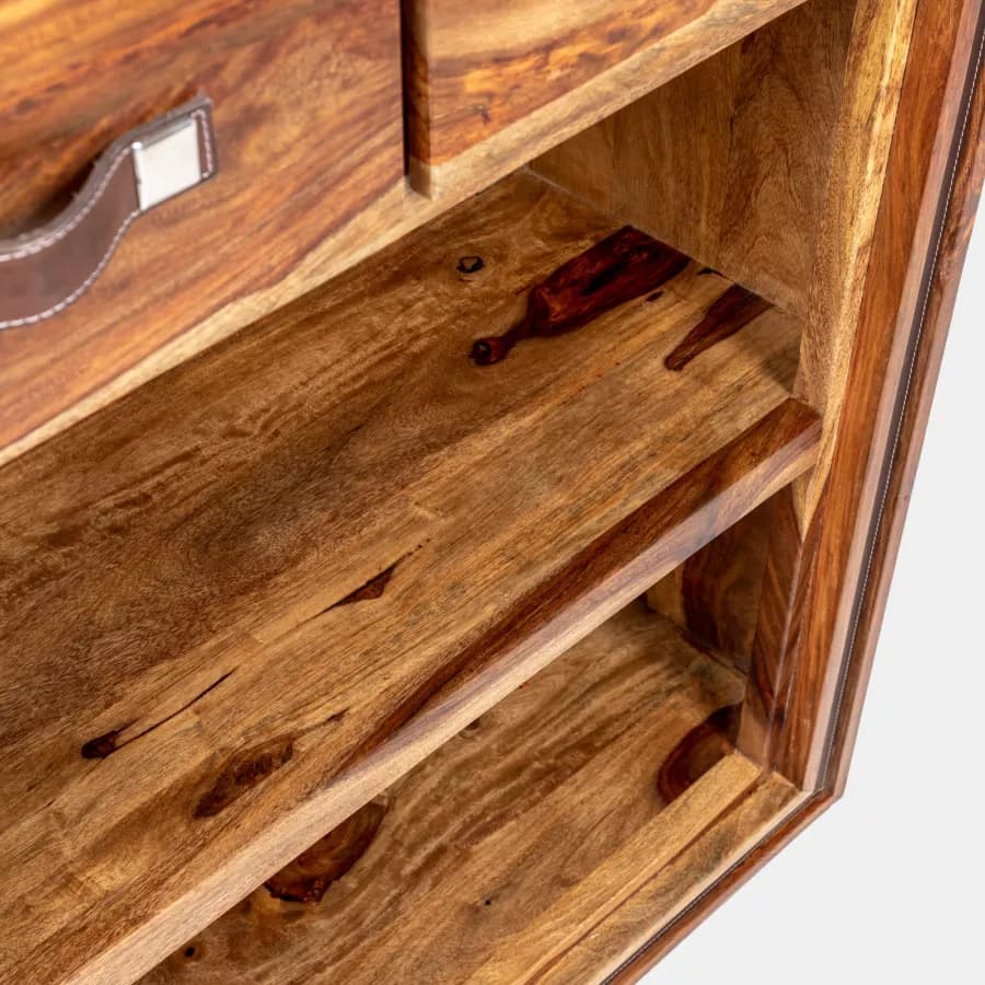 Libreria 88x38 cm in legno con 2 cassetti - Freia Sheesham