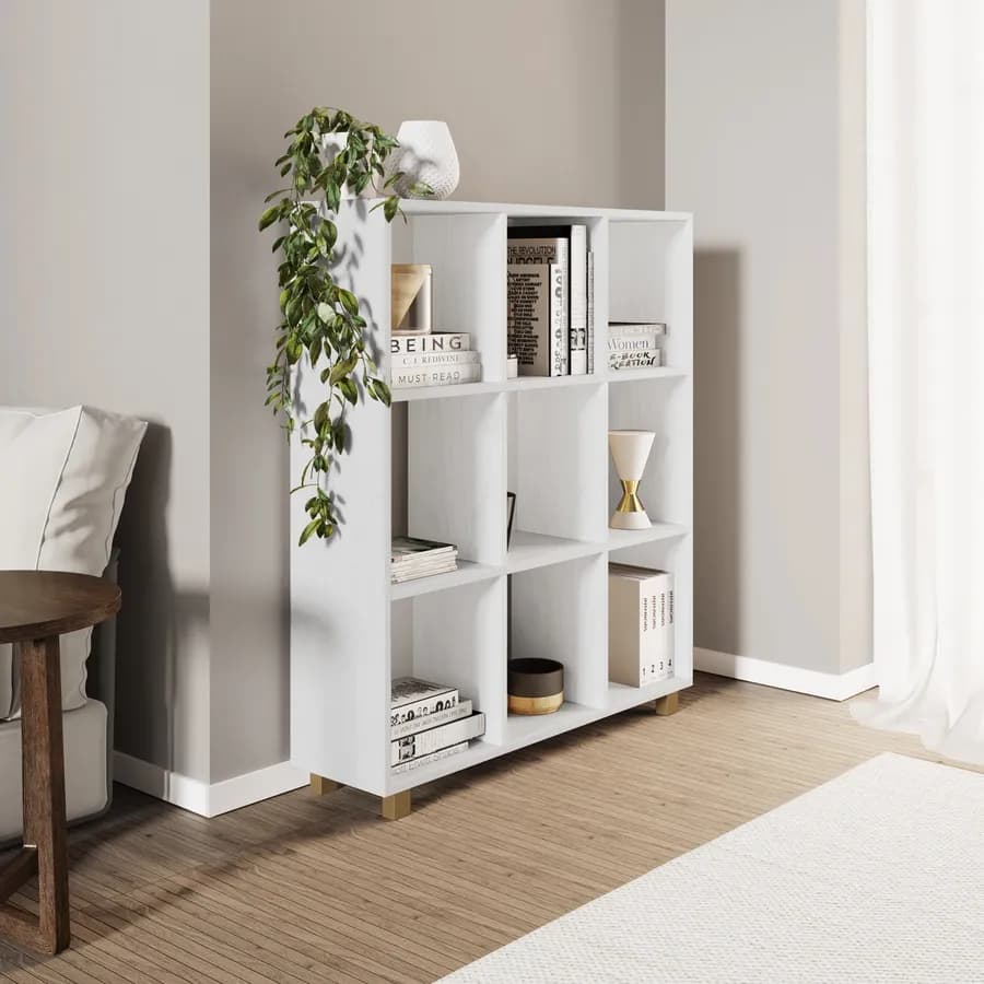 Libreria 90x100h cm bianco effetto legno - Elvira