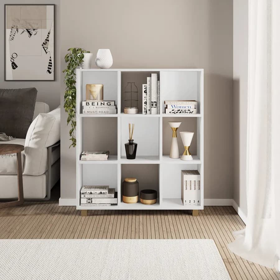 Libreria 90x100h cm bianco effetto legno - Elvira