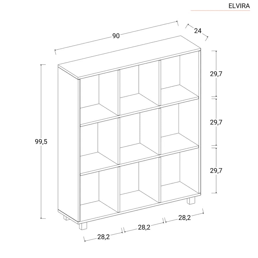 Libreria 90x100h cm bianco effetto legno - Elvira