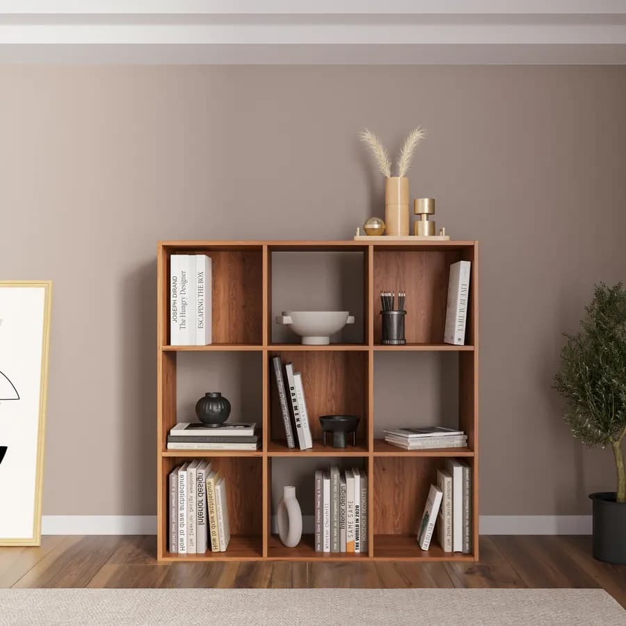 Libreria 91x91h cm effetto rovere gibran con 9 vani - Realm