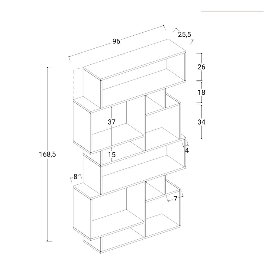 Libreria 96x169h cm in legno antracite - Kantiko