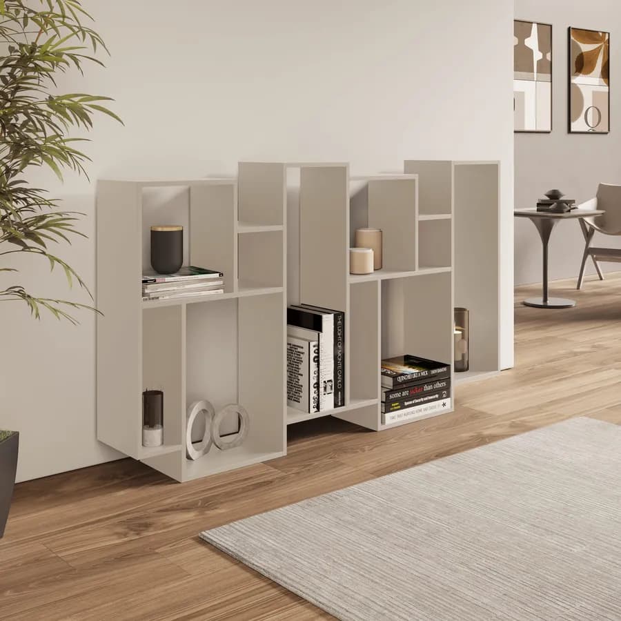 Libreria 96x169h cm in legno cashmere opaco - Kantiko