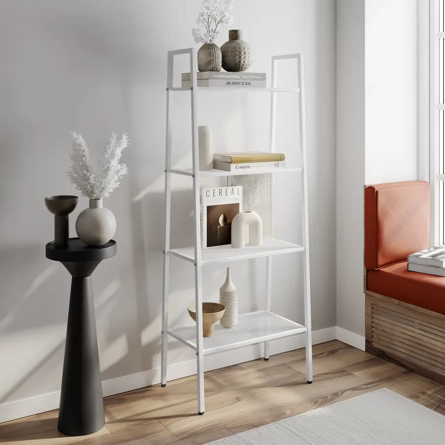 Libreria a scala 151h cm in metallo bianco - Narlin