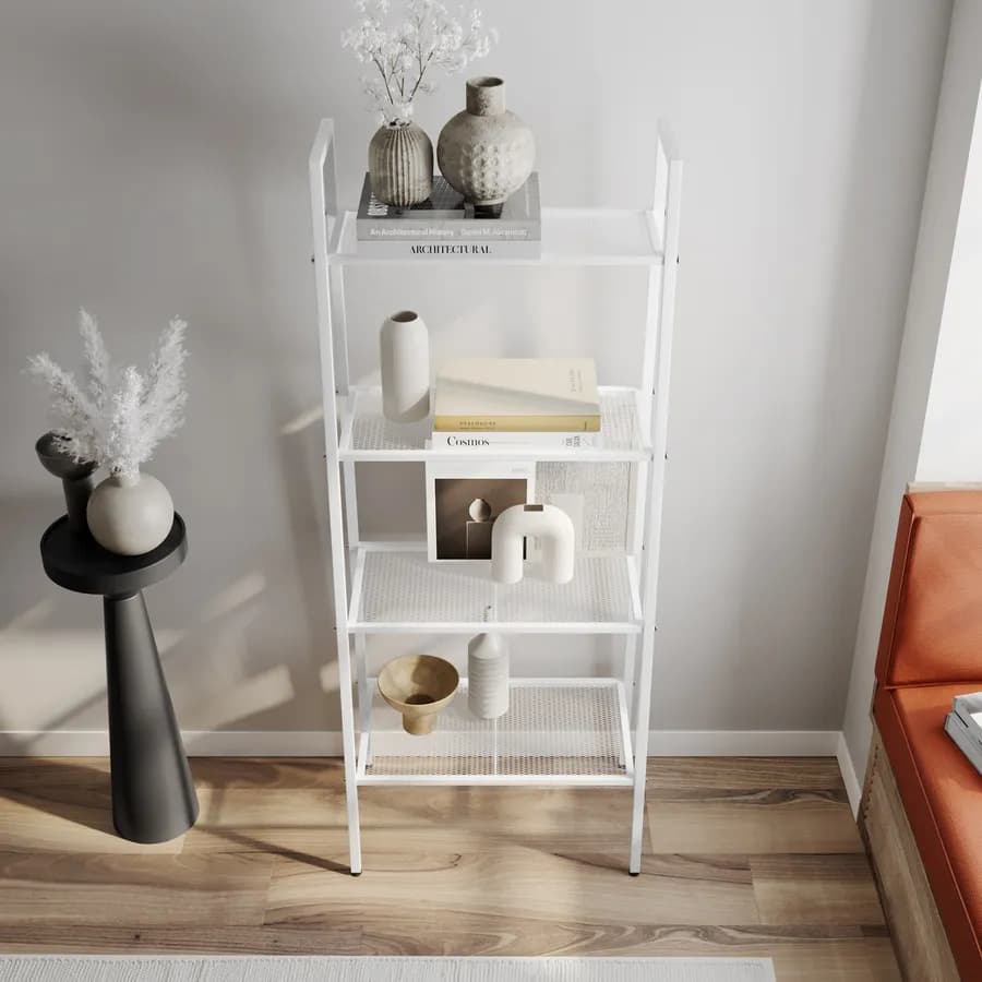 Libreria a scala 151h cm in metallo bianco - Narlin
