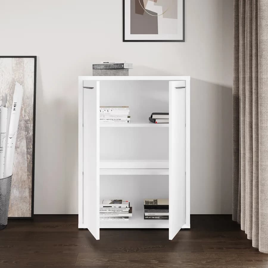Mobile multiuso 80x112h cm bianco lucido con 2 ante - Homely office