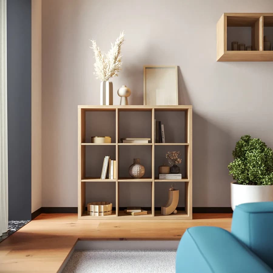 Libreria modulare 108x108h cm con 9 vani effetto rovere - Tactik
