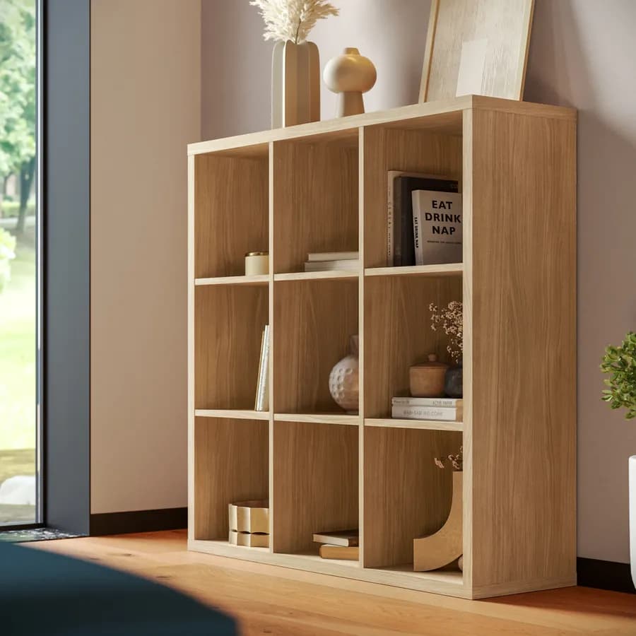 Libreria modulare 108x108h cm con 9 vani effetto rovere - Tactik
