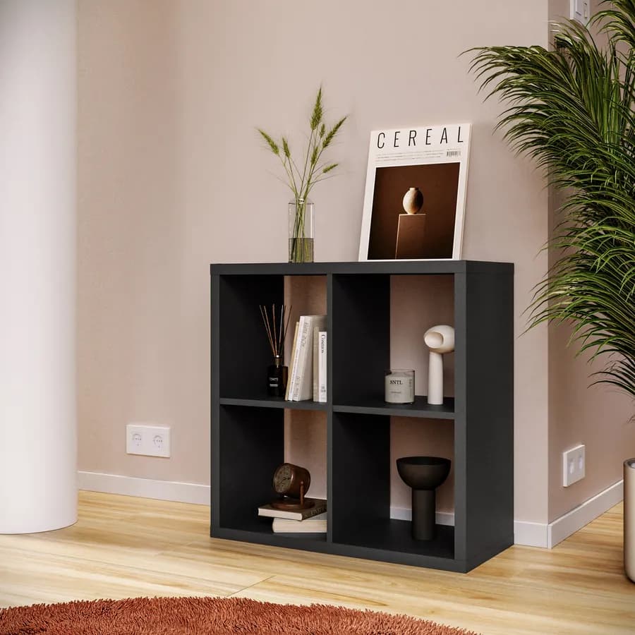 Libreria modulare 74x74h cm con 4 vani antracite - Tactik
