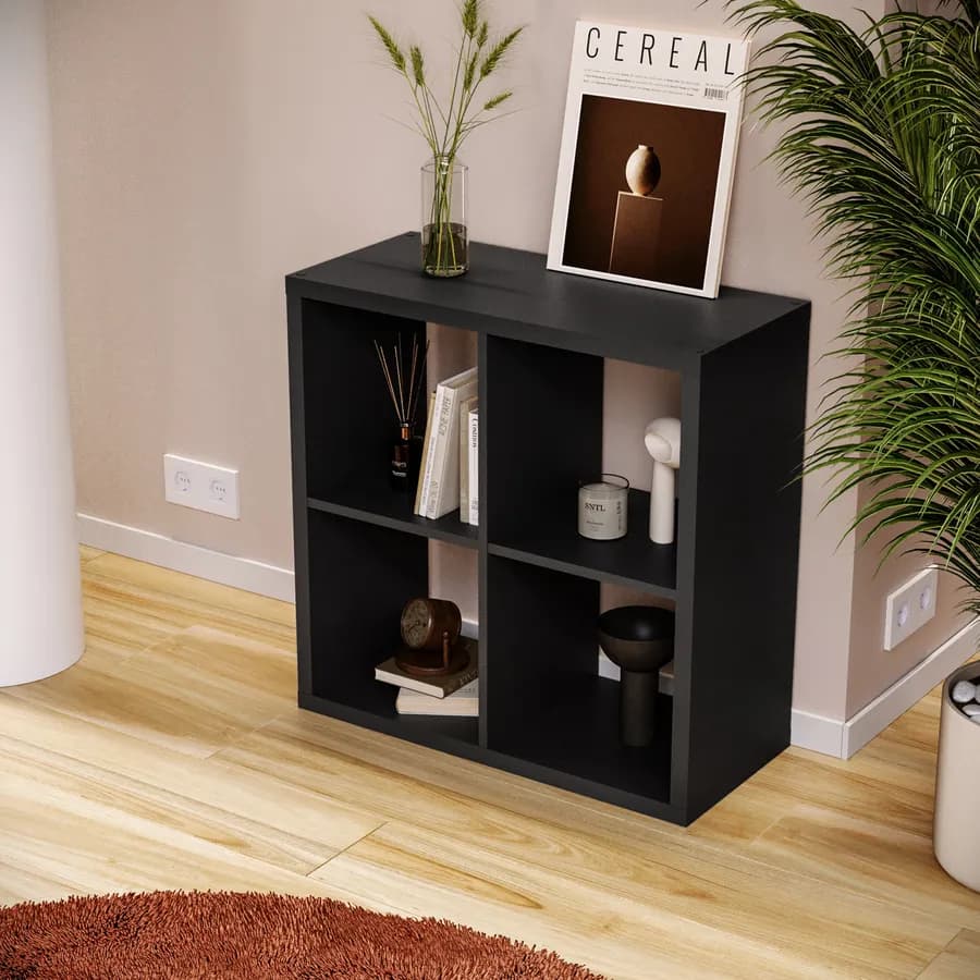 Libreria modulare 74x74h cm con 4 vani antracite - Tactik
