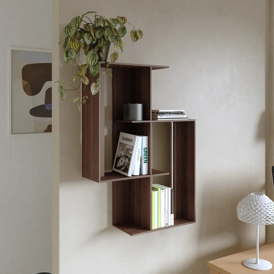 Libreria sospesa 63x90h cm effetto noce - Eldora