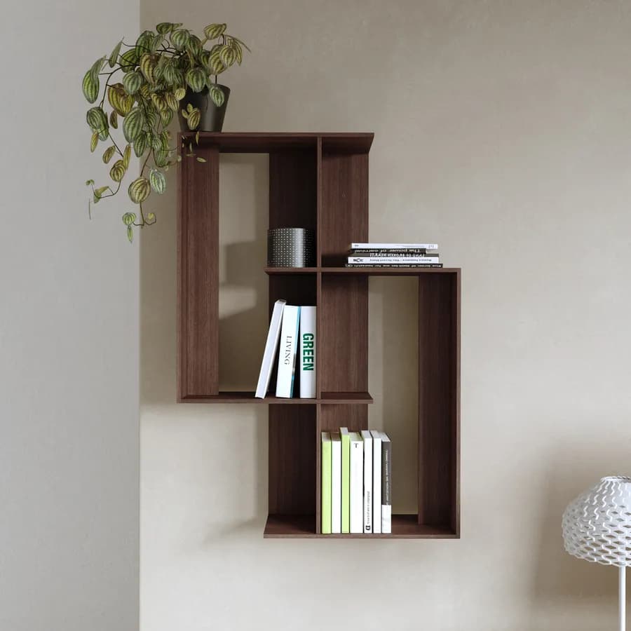 Libreria sospesa 63x90h cm effetto noce - Eldora