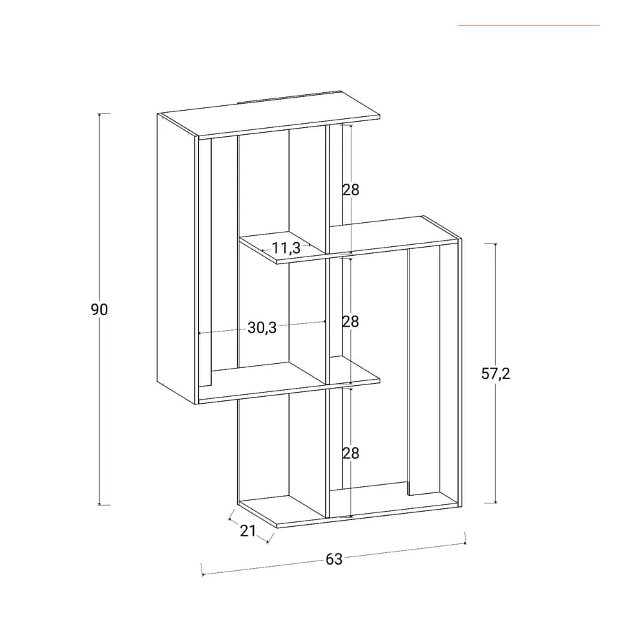 Libreria sospesa 63x90h cm effetto noce - Eldora