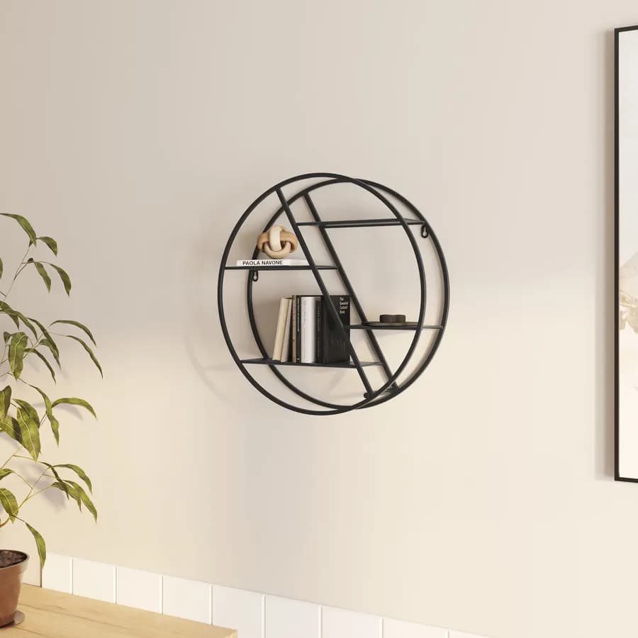 Libreria sospesa rotonda 50 cm in metallo nero - Shima