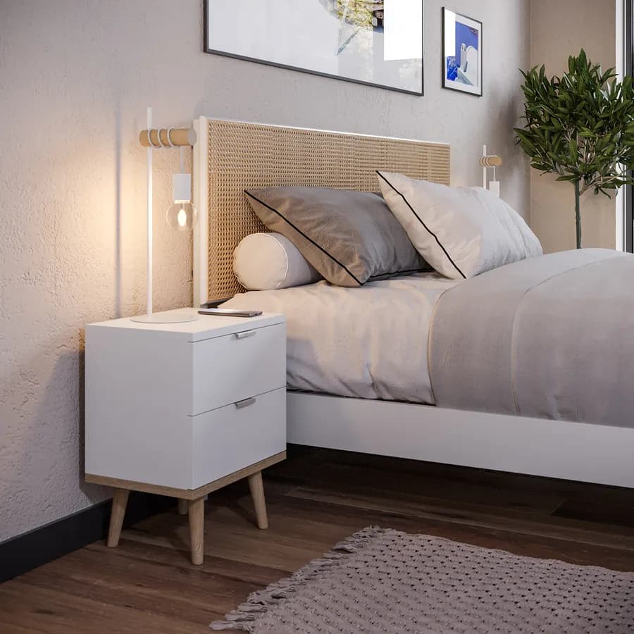 Lume 50,5 h cm in metallo bianco e sostegni in legno