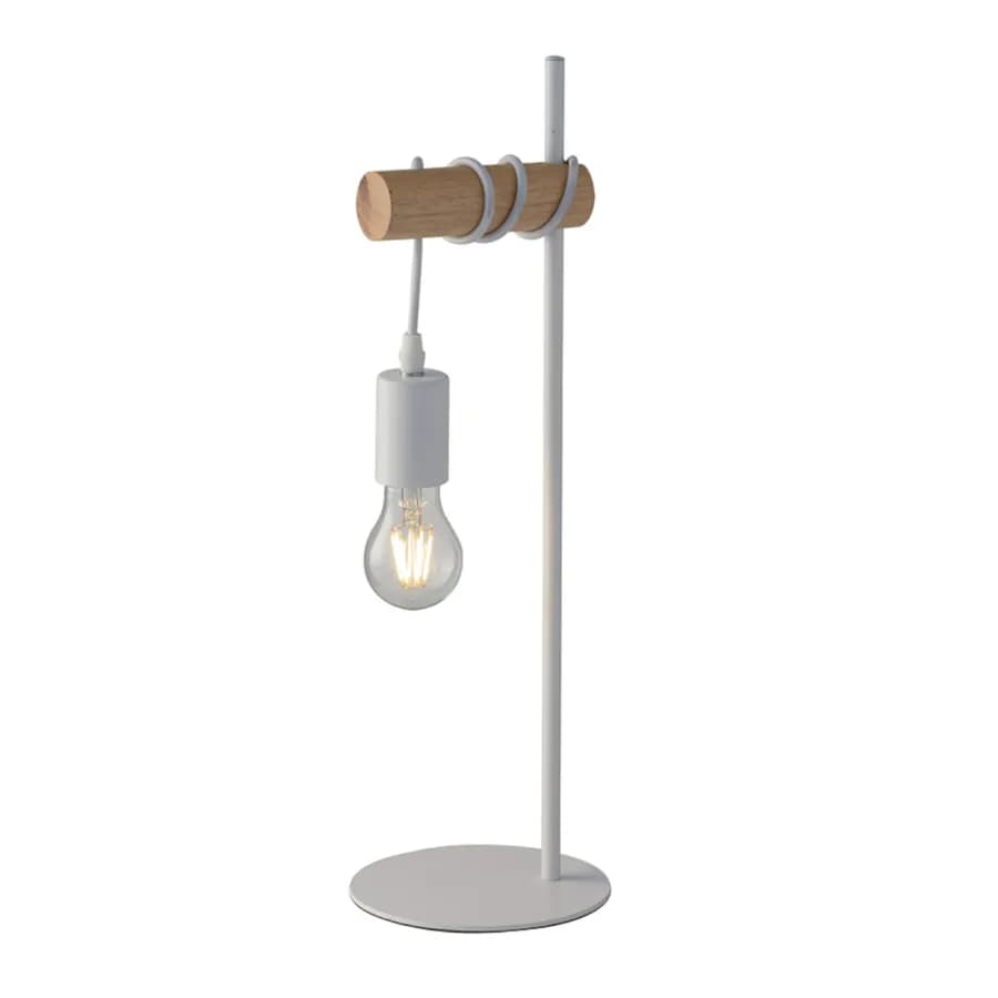 Lume 50,5 h cm in metallo bianco e sostegni in legno